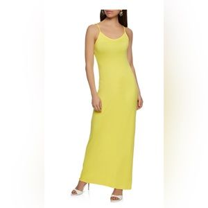 Yellow maxi fitted dress
